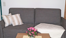 Couch mit Kuscheldecke